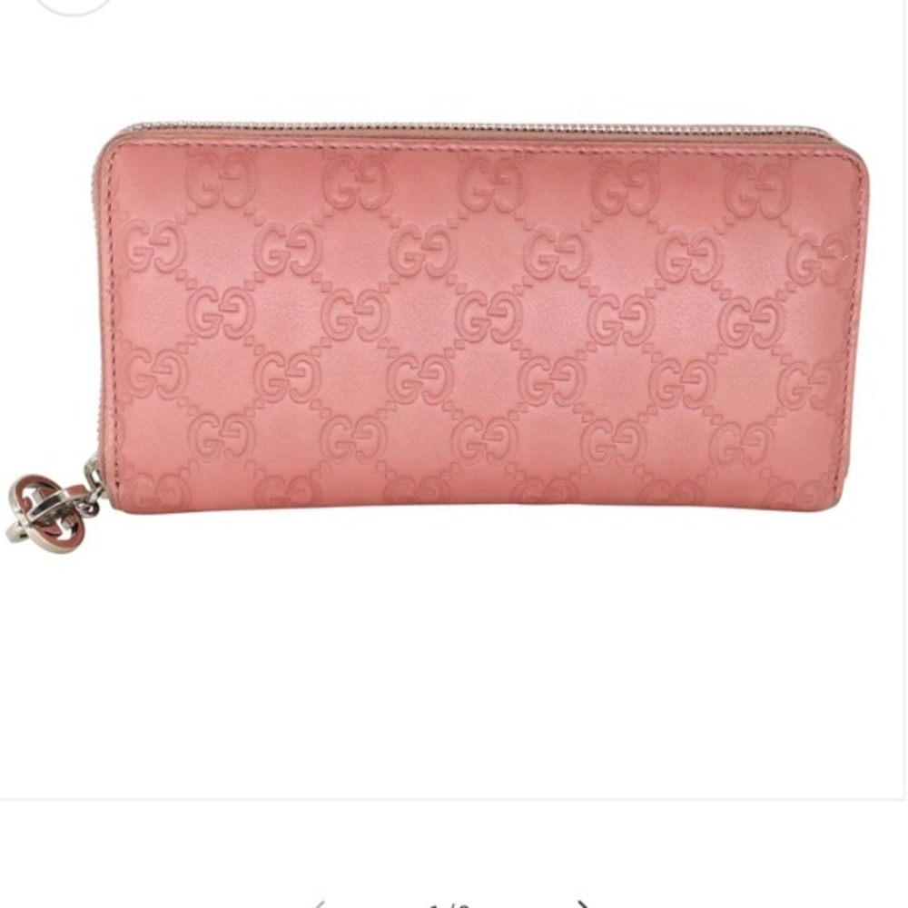 Gucci Sima pink Guccissma full zip long wallet‎